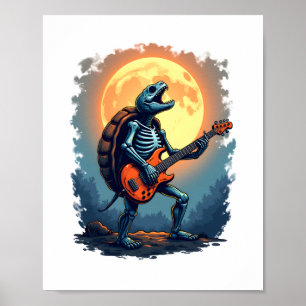Halloween Turtle Skeleton Rocker Tee for Music Lov Poster