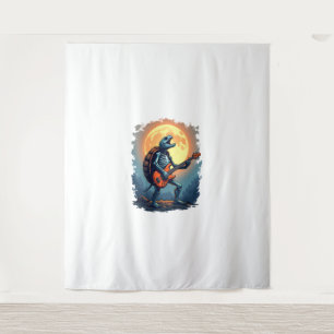 Halloween Turtle Skeleton Rocker Tee for Music Lov Tapestry