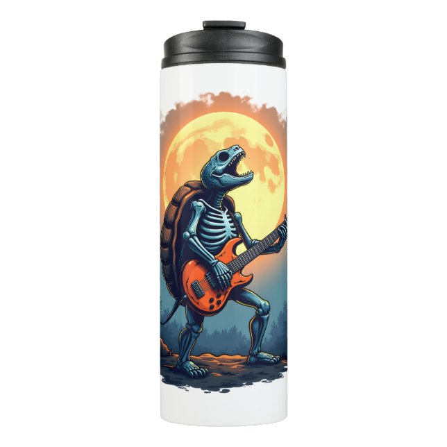 Halloween Turtle Skeleton Rocker Tee for Music Lov Thermal Tumbler (Front)