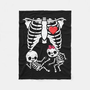 Halloween Twins Pregnancy Announcement Funny Skele Fleece Blanket