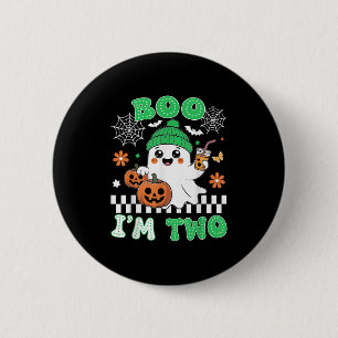 Halloween Two Birthday Boo Im Two Groovy Birthday  2 Inch Round Button