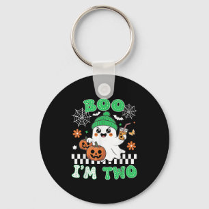Halloween Two Birthday Boo Im Two Groovy Birthday  Keychain