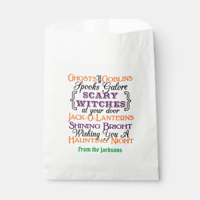 Halloween Typography Goodie Bag- Halloween Saying Favour Bag (Front)