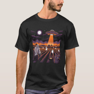 Halloween UFO Ghost Cat Pumpkin Night Scene T-Shirt