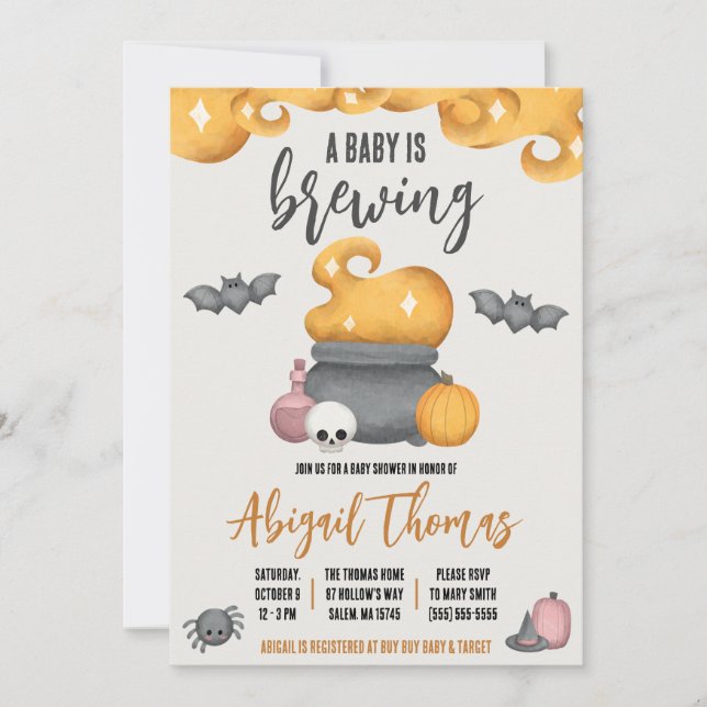 Halloween Un bébé brasse Baby shower Invitation (Devant)