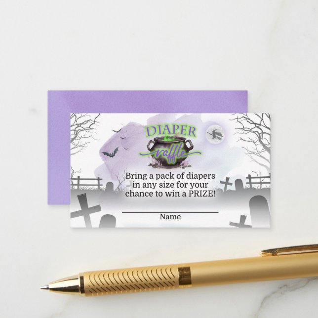 Halloween Un bébé est brasser Déchets Carte Raffle (Devant/Arrière en situation)