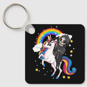 Halloween Unicorn Costume Cute Grim Reaper Riding Keychain