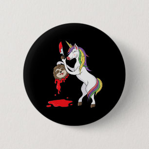 Halloween Unicorn Funny Unicorn With Knife Sloth H 2 Inch Round Button