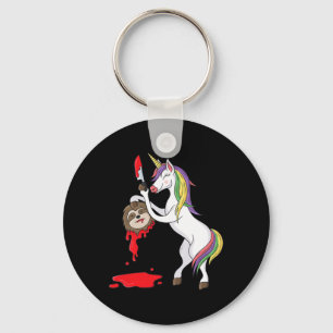 Halloween Unicorn Funny Unicorn With Knife Sloth H Keychain