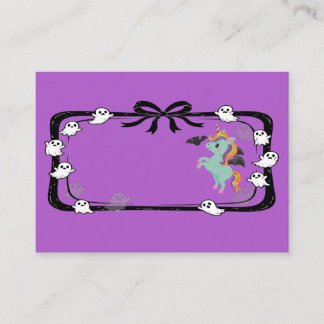 Halloween Unicorn Greeting Bat Purple Place Card