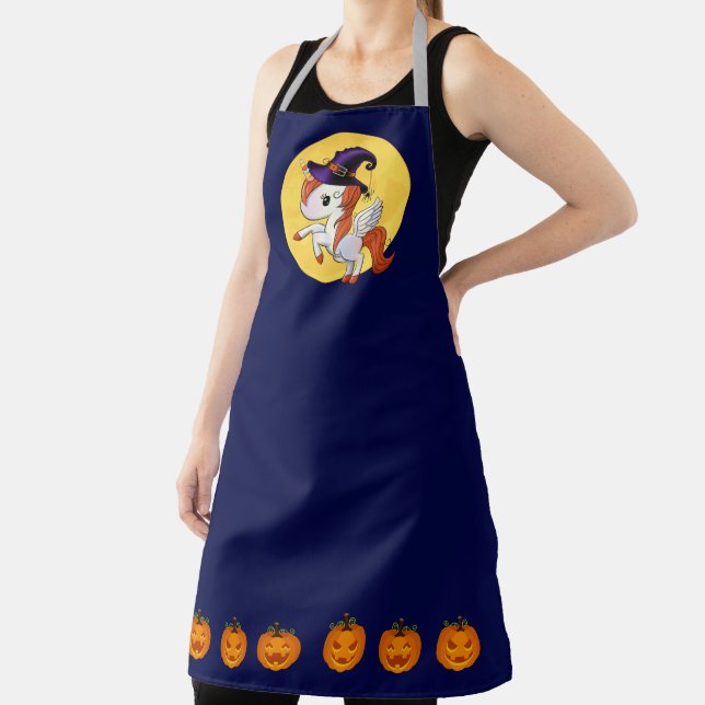 Halloween Unicorn Pegasus Witch Apron (Insitu)