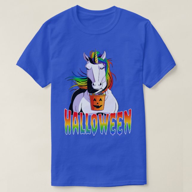 Halloween Unicorn Pumpkin Jack O' Lantern  T-Shirt (Design Front)