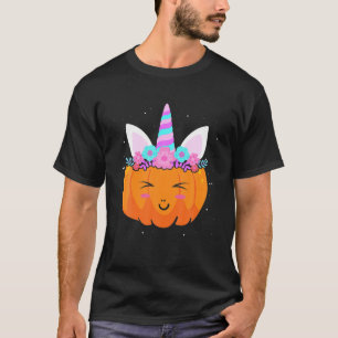 Halloween Unicorn Pumpkin Thanksgiving Kids Girls T-Shirt