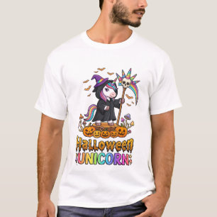Halloween Unicorn Witch Hat Pumpkins T-Shirt