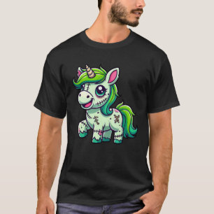 Halloween unicorn zombie creepy unicorn head T-Shirt