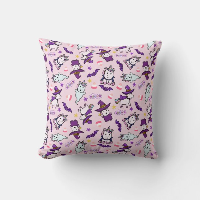 Halloween Unicorns Throw Pillow (Front)