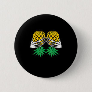 Halloween Upside Down Pineapple Swinger Skeleton 2 Inch Round Button