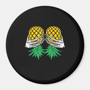 Halloween Upside Down Pineapple Swinger Skeleton H Magnet