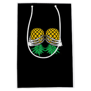 Halloween Upside Down Pineapple Swinger Skeleton H Medium Gift Bag