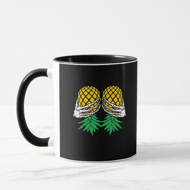 Halloween Upside Down Pineapple Swinger Skeleton H Mug (Left)