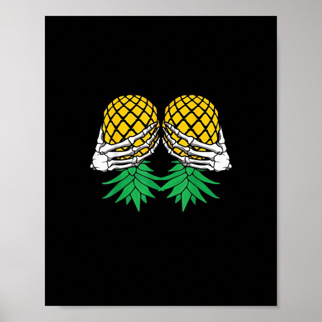 Halloween Upside Down Pineapple Swinger Skeleton H Poster (Front)