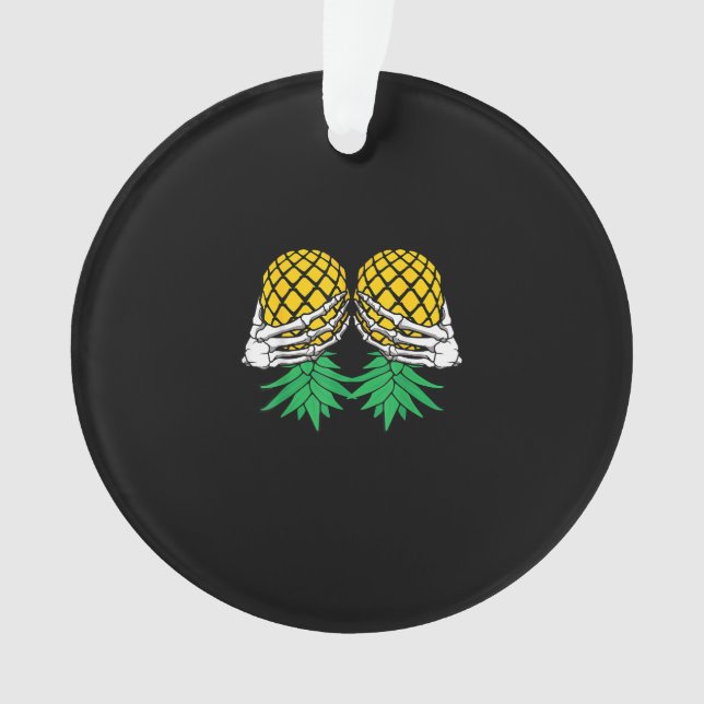 Halloween Upside Down Pineapple Swinger Skeleton Ornament (Front)