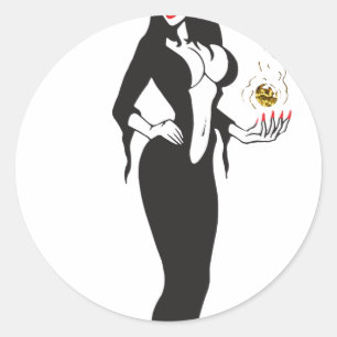 halloween vamp witch classic round sticker