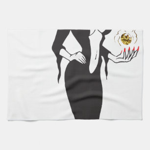 halloween vamp witch kitchen towel
