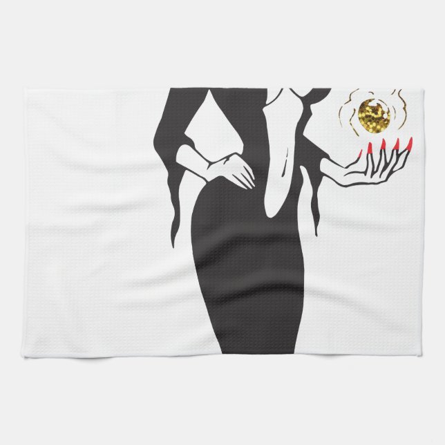 halloween vamp witch kitchen towel (Horizontal)