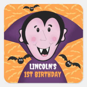 Halloween Vampire Bats 1st Birthday Cute Square Sticker