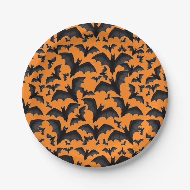 Halloween Vampire Bats Paper Plates (Front)
