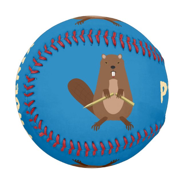 Halloween Vampire Beaver Custom Name Baseball (Front Left)