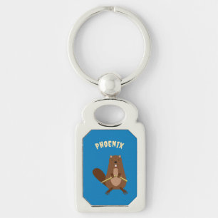 Halloween Vampire Beaver Custom Name Keychain
