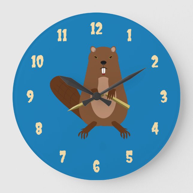 Halloween Vampire Beaver Large Clock (Front)