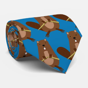 Halloween Vampire Beaver Patterned Tie