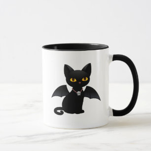 Halloween Vampire Black Cat with Wings Mug
