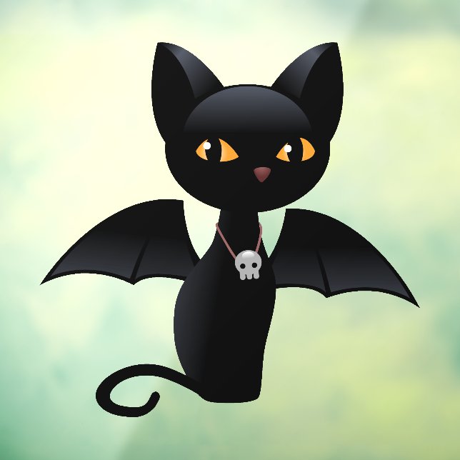 Halloween Vampire Black Cat with Wings Window Cling (Sheet 3)