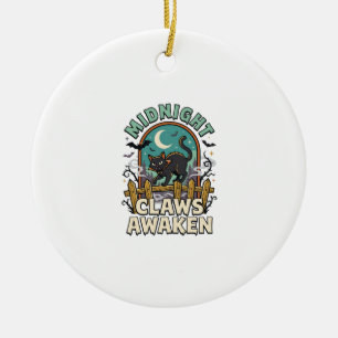 Halloween Vampire Cat Midnight Mischief Ceramic Ornament