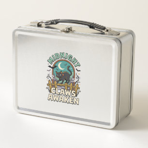 Halloween Vampire Cat Midnight Mischief Metal Lunch Box