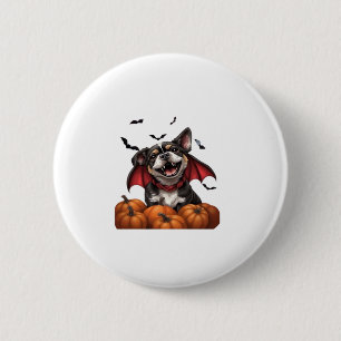 Halloween Vampire Dog with Pumpkins Classic T-Shir 2 Inch Round Button
