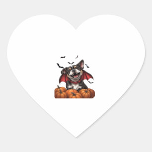 Halloween Vampire Dog with Pumpkins Classic T-Shir Heart Sticker