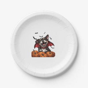 Halloween Vampire Dog with Pumpkins Classic T-Shir Paper Plate