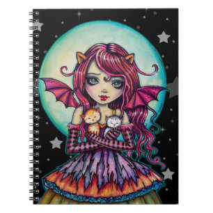 Halloween Vampire Fairy with Two Cats Notebook