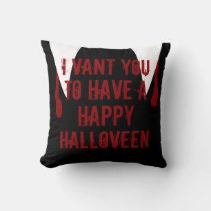 Halloween Vampire Fangs and Blood Throw Pillow