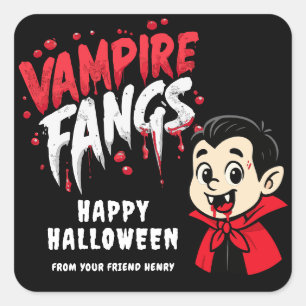 Halloween Vampire Fangs Square Sticker