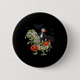 Halloween Vampire Riding T Rex Fun Boys Girls Kids 2 Inch Round Button