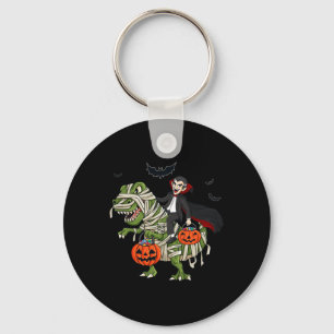 Halloween Vampire Riding T Rex Fun Boys Girls Kids Keychain