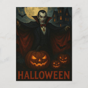 Halloween Vampire Scary Night Pumpkin Postcard