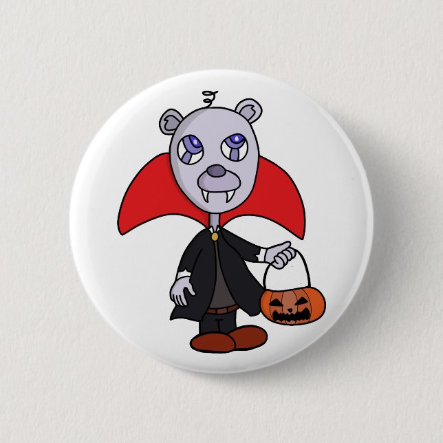 Halloween Vampire Trick or Treat 2 Inch Round Button (Front)