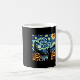 Halloween Van Gogh Starry Night Black Cat  Coffee Mug